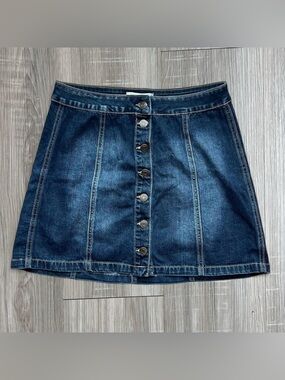 Blue denim skirt with button front